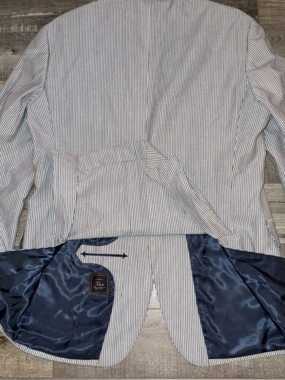 Paul Betenly Men's Navy & White Striped Blazer 40R Lanifico